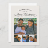 Ecru Elegant Four Photo Joyeux Noël Carte (Devant / Derrière)