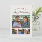 Ecru Elegant Four Photo Joyeux Noël Carte (Debout devant)