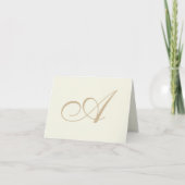 Ecru Elegant Script Monogram - Hartelijk dank Bedankkaart (Voorkant)