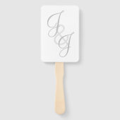 Ecru en Grijs monogram Script Handventilator Handwaaier (Voorkant)