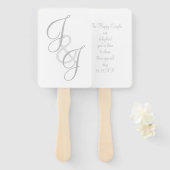 Ecru en Grijs monogram Script Handventilator Handwaaier (Voorkant en achterkant)