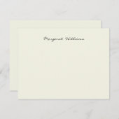 Ecru Ivory White Handwriting Script Name Notitiekaartje (Voorkant / Achterkant)