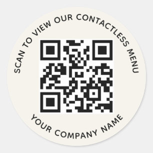 Ecru Menu Stickers Code QR Round Custom Company