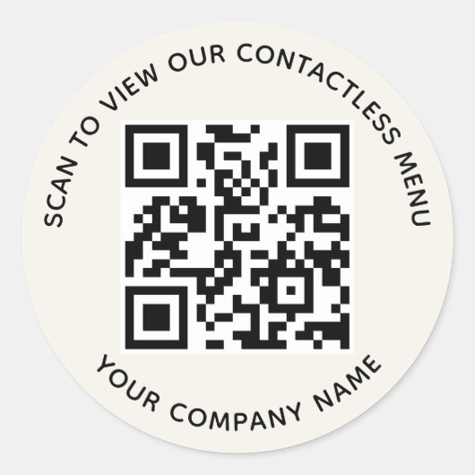 Ecru Menu Stickers Code QR Round Custom Company (Devant)