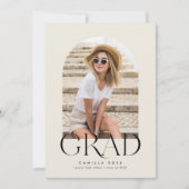 Ecru Modern Minimalist Arch Afstuderen Aankondiging (Voorkant)