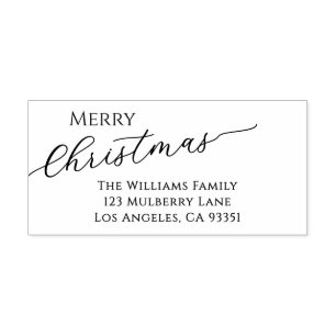 Ecru Modern Prettig Kerst Adres Retour Rubberstempel