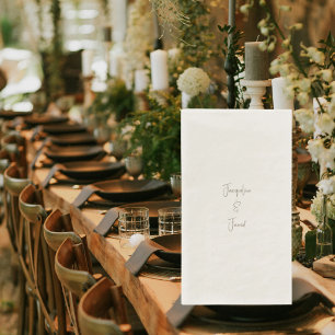 Ecru Modern Script Tijdloze Trouwreceptie Servet