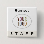Écru Staff Pin Back Name Badge Logo Carré Button (Devant)