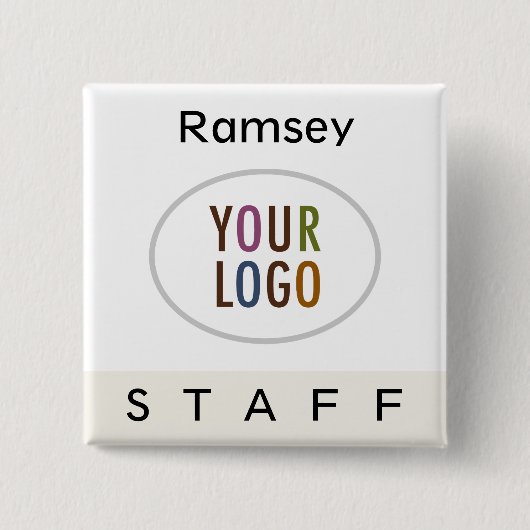 Écru Staff Pin Back Name Badge Logo Carré Button (Devant)