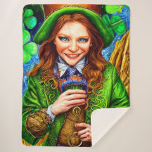 Ecstatische groene Woman Leprechaun Geïnspireerd k