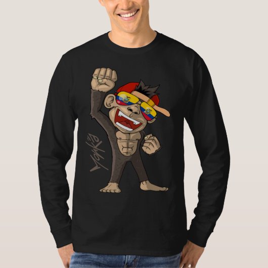 Ecuador Flag  Cheering Monkey  Fan T-shirt (Voorkant)