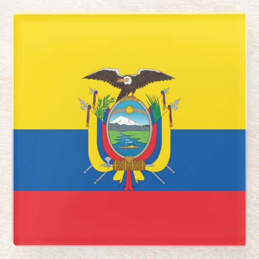 Ecuador Flag Glazen Onderzetter (Voorkant)