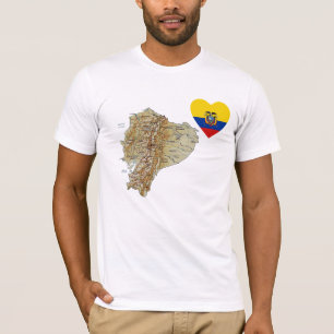 Ecuador Flag Heart en Map T-Shirt