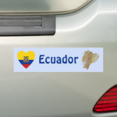 Ecuador Flag Heart + Map Bumpersticker (Op auto)