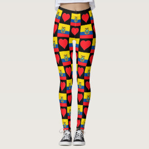 Ecuador Flag Heart Patriotic Ecuadorian Leggings