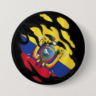 Ecuador Geripte vlag Ronde Button 7,6 Cm