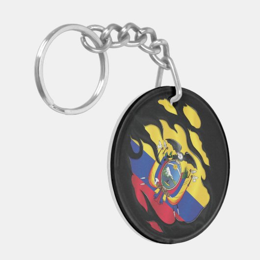 Ecuador Geripte vlag Sleutelhanger (Voorkant Links)