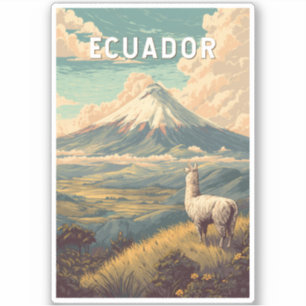 Ecuador Illustratie Reis Kunst Vintage Sticker