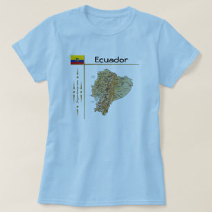 Ecuador Kaart + Vlag + Titel T-Shirt