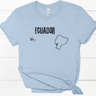 Ecuador Landkaart Lijn Ecuadoriaanse Omtrek Vorm T-shirt