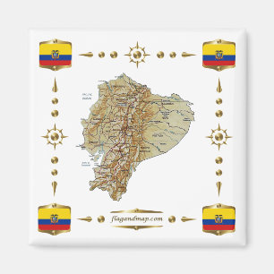 Ecuador Map + Flags Magnet Magneet