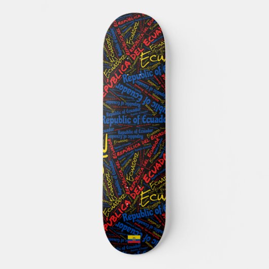 Ecuador National Pride Wordcloud Skateboard (Voorkant)
