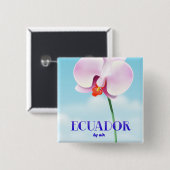 Ecuador orchidee reisposter vierkante button 5,1 cm (Voorkant /achterkant)