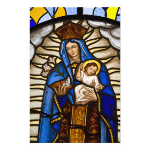 Ecuador, Quito. beeld van de gevlekte maagd Foto Afdruk