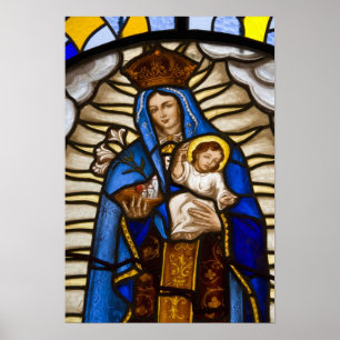 Ecuador, Quito. beeld van de gevlekte maagd Poster