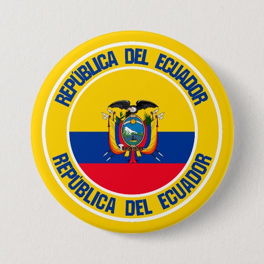 Ecuador Round Emblem Ronde Button 7,6 Cm (Voorkant)