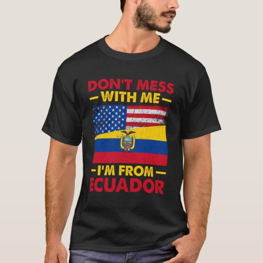 Ecuador Vlag Half Amerikaans Half Ecuadoriaans T-shirt (Voorkant)