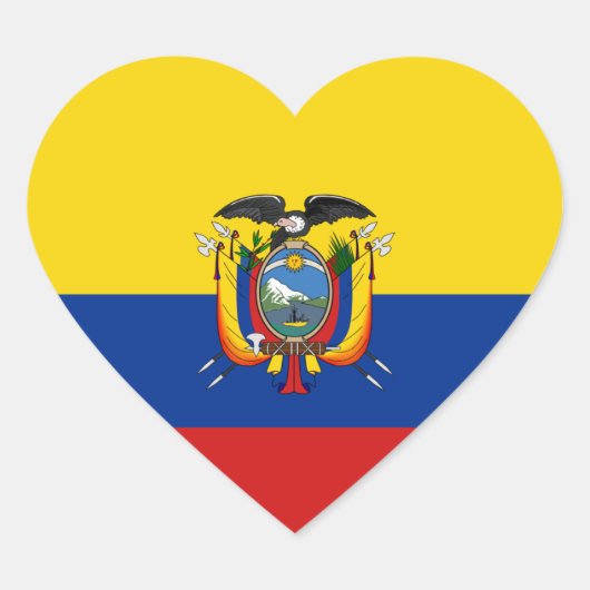 Ecuador Vlag Hart Sticker (Voorkant)