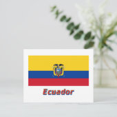 Ecuador vlag met naam briefkaart (Staand voorkant)