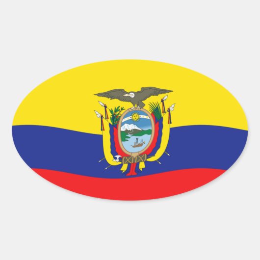 Ecuador Vlagsticker Ovale Sticker (Voorkant)