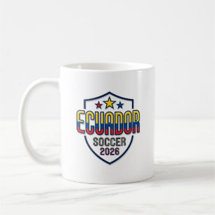 Ecuador Voetbal 2026 Voetbal Vet Land Typografie Koffiemok