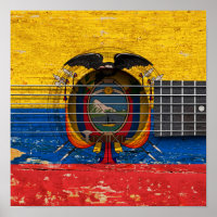 Ecuadoraanse vlag op de oude akoestische gitaar