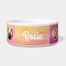 à damiers bol de nourriture pour chien en céramiqu