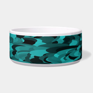 Écuelle Abstrait Motif Turquoise animal de compagnie noir