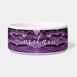 Écuelle Agate Purple Gold Parties scintillant Nom personna