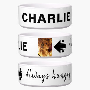 Écuelle Ajouter photo et nom faim noir blanc chien