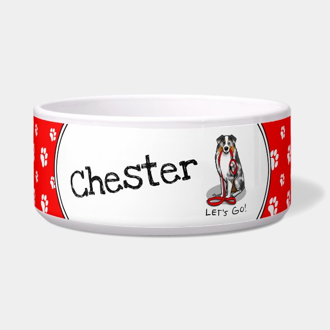 Écuelle Allons-y ! Berger australien (bleu merle tan/w 1) (Devant)