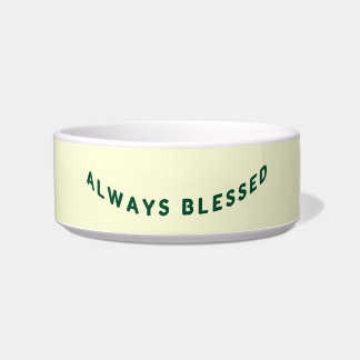 Écuelle "Always Blessed" Green on Cream Pet Bowl