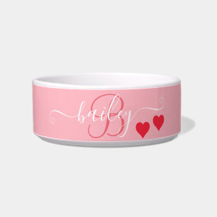 Écuelle Amateurs d'animaux de compagnie Pink Heart Monogra