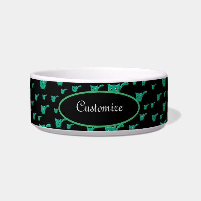 Écuelle Animal de compagnie Motif Black & Green Kitty (Devant)