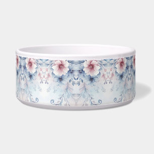 Écuelle Aquarelle Bleu rose Floral Céramique Pet Bowl