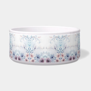 Écuelle Aquarelle Bleu rose Floral Céramique Pet Bowl