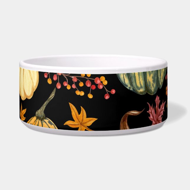 Écuelle Aquarelle Citrouilles : Automne Motif sans couture (Devant)