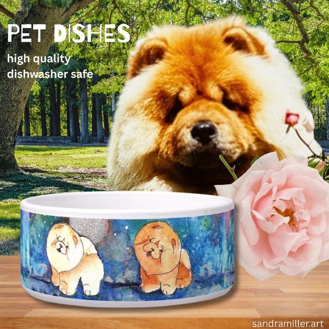 Écuelle Aquarelle de chien de la LUNE D'ARGENT (Créateur téléchargé)