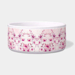 Écuelle Aquarelle Fleurs roses en céramique Pet Bowl