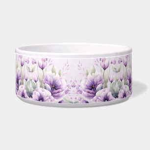 Écuelle Aquarelle Purple Floral Céramique Pet Bowl